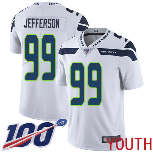 Seattle Seahawks Limited White Youth Quinton Jefferson Road Jersey NFL Football #99 100th Season Vapor Untouchable->youth nfl jersey->Youth Jersey